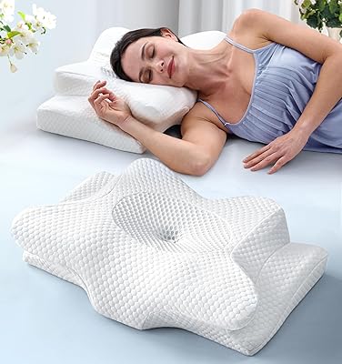 Emircey Clinical-Level Relief Cervical Neck Pillow for Sleeping, Orthopedic Contour Memory Foam Pillow for Side Sleepers, Cooling Pillow for Neck Relief, Ergonomic for Back and Stomach Sleepers