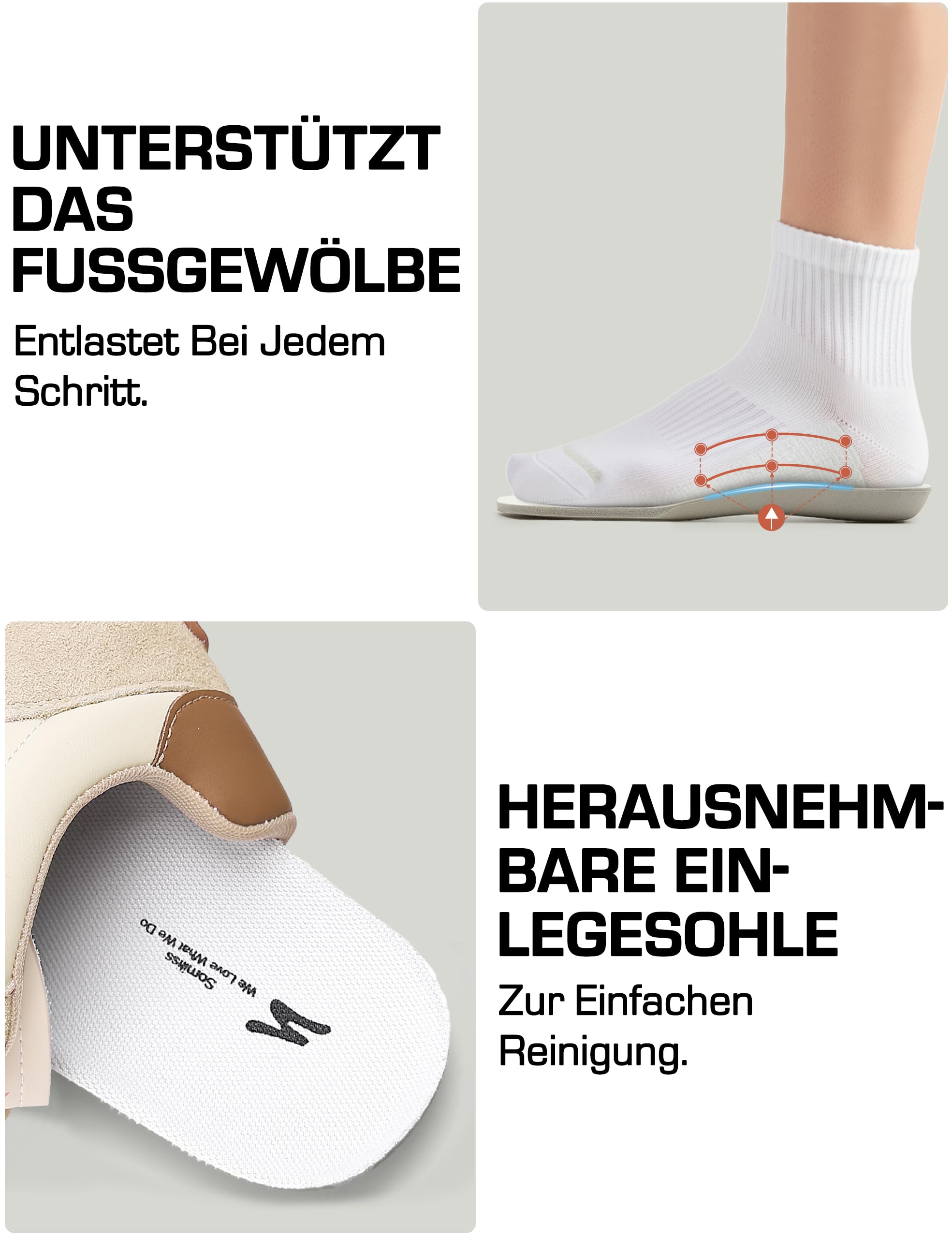 somiliss Breite Damen Sneaker, rutschfest, Herausnehmbare Einlegesohle | Atmungsaktives Obermaterial, breite Passform, herausnehmbare Einlegesohle mit Fußgewölbestütze, rutschfest für Alltag