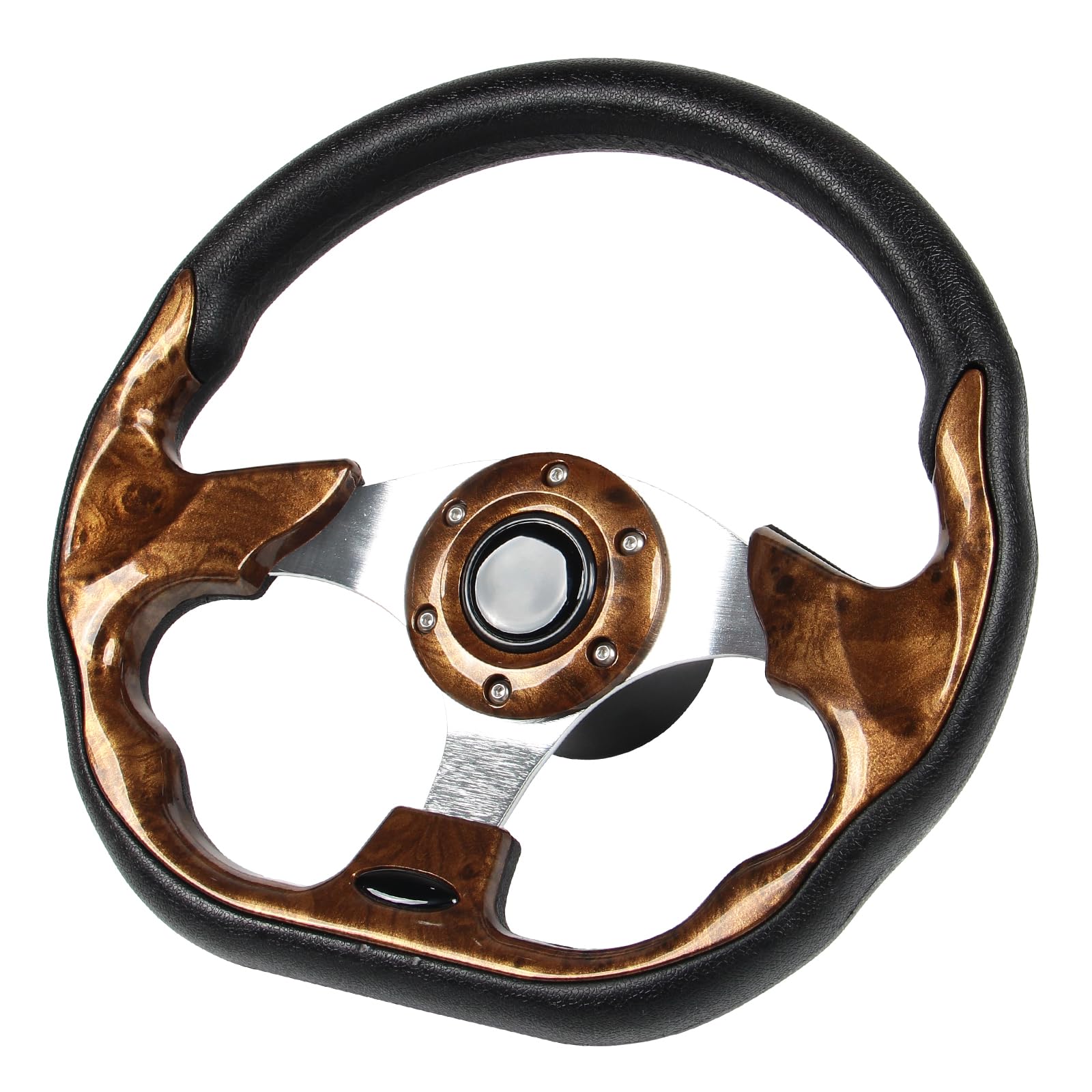 GONMOT 12.5" D-Shaped Boat Steering Wheel with 3/4β Tapered Shaft, Wood Grain Axle Marine Steering Wheel for Seastar and Verad, etc. for Marine Boats, Vessels, Yacht, Pontoon Boat