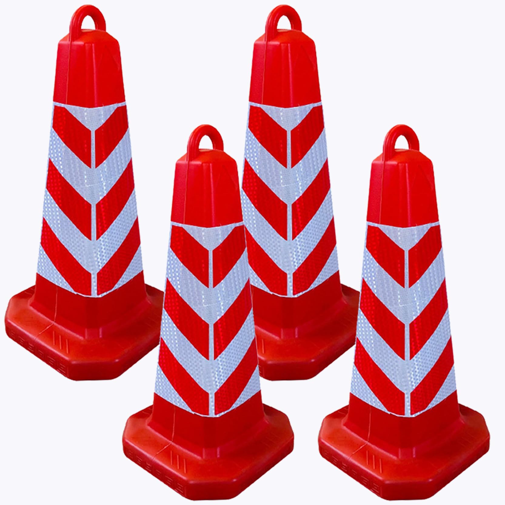 Cône de Signalisation Escamotable Multi-usages en PVC avec Base Noire épaisse,Cône de Sécurité avec Collerette Réfléchissante Chantiers et Sécurité Routière(Size:70x35x35cm,Color:4A)