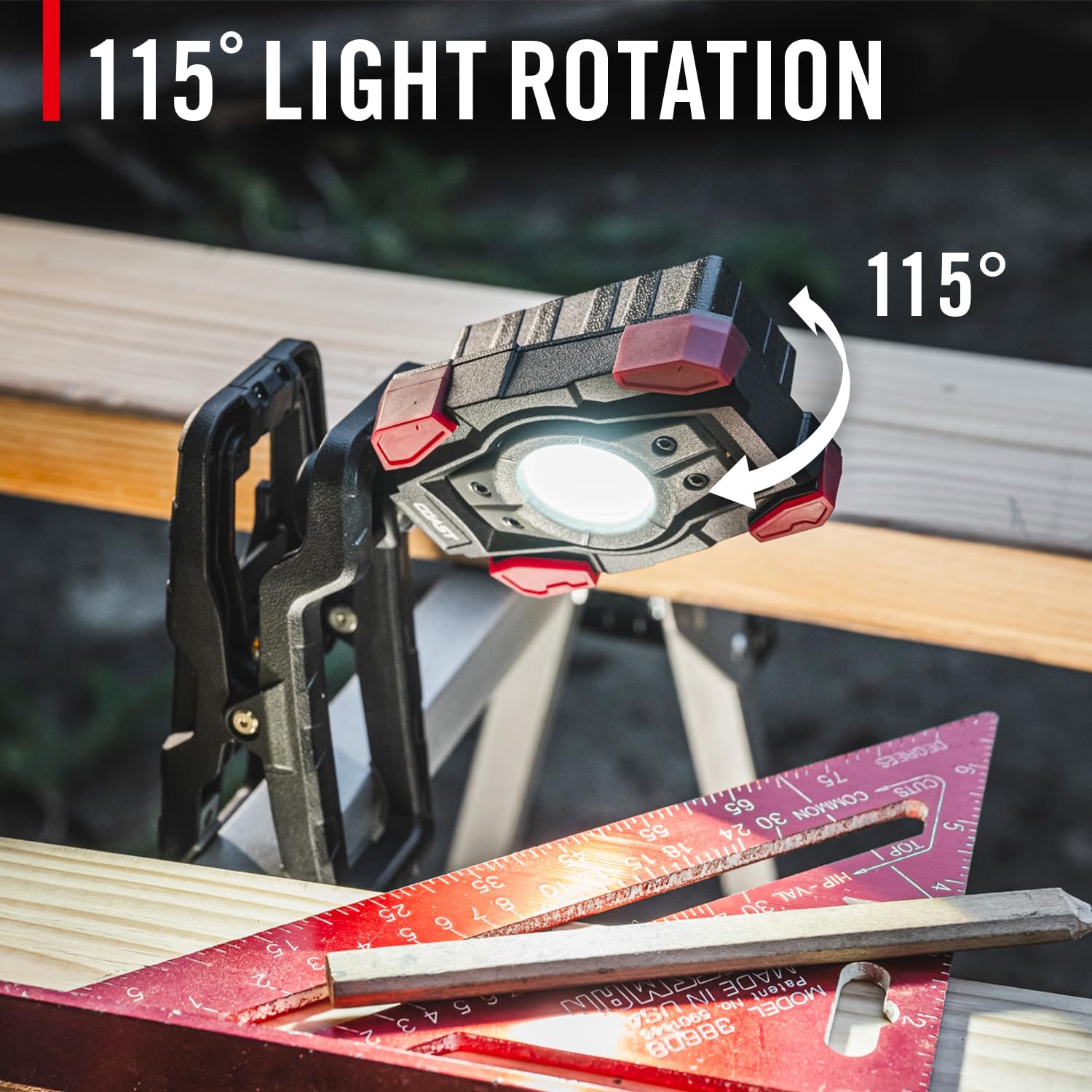 Coast CL10R 1000 Lumen Rechargeable Dual Power Rotating LED Magnetic Clamp Light, Black/Red