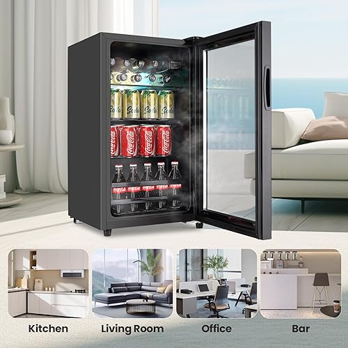 Miniatura 7 de Mini refrigerador con puerta de vidrio, refrigerador pequeño de bebidas de 3.0 pies cúbicos para dormitorio, oficina, bar, sala de estar, caravana,