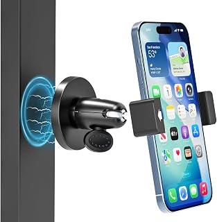 Magnetic Tractor Phone Holder, [All Metal & Sturdy] Magnet Base Phone Mount for Heavy Duty Equipment ROPS, Lawn Mower, Forklift, Boat, Gym Stand for iPhone 17 16 15 14, Galaxy, All 4-7" Phone