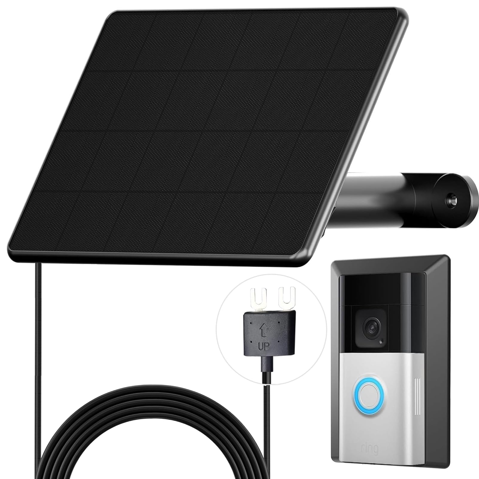 6W Solar Charger Compatible with Ring Video Doorbell 4/3/3 Plus/Battery Doorbell Plus, Waterproof Continuously Solar Panel, Adjustable Panel-image-37