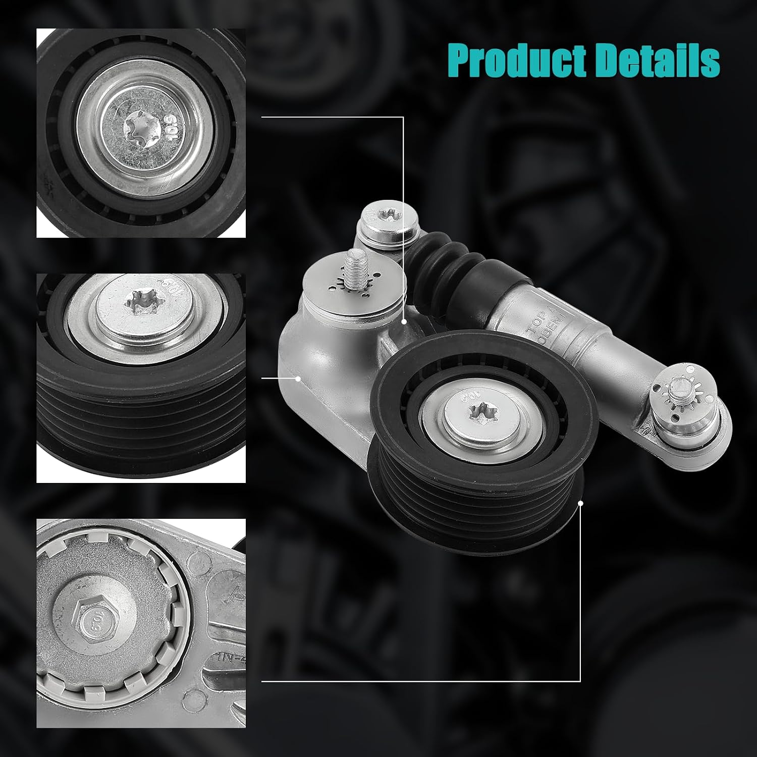AULINK LR034128 Belt Tensioner Assembly with Pulley (2.0L L4) Compatible with Land Rover LR2 2013-2015,Discovery Sport 2015-2017,Range Rover Evoque 2012-2017,Turbocharged,Replace LR028880,BJ326A228CA