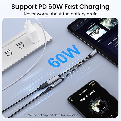 Miniatura 10 de Adaptador para auriculares Samsung Galaxy S24 Ultra, 2 en 1 USB C a conector de auriculares de 0.138 in de alta resolución DAC y PD seguro de 60 W,