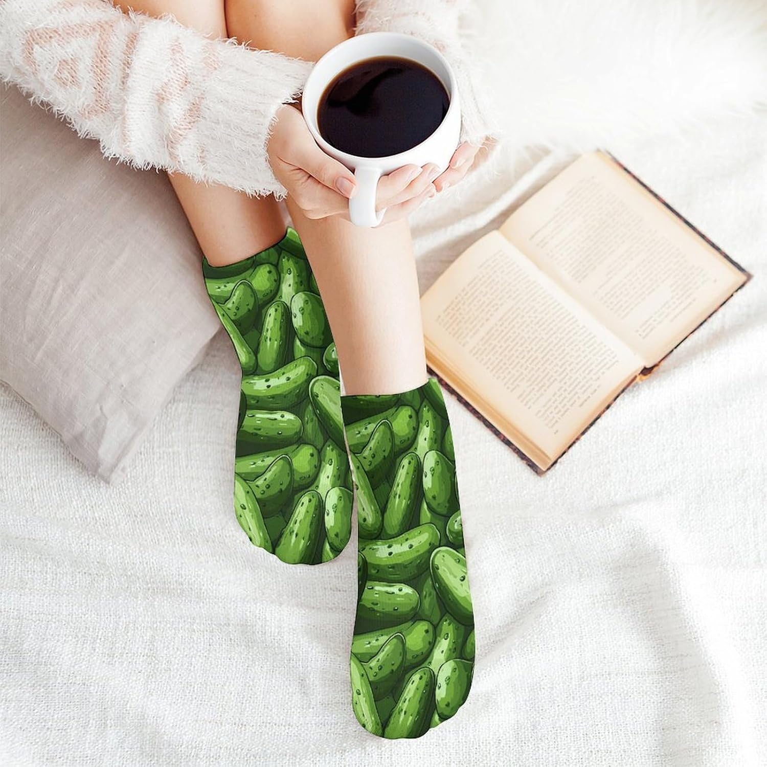 Green Cucumbers Pickles Cukes Socks for Men Women 5 Pairs Ankle Socks