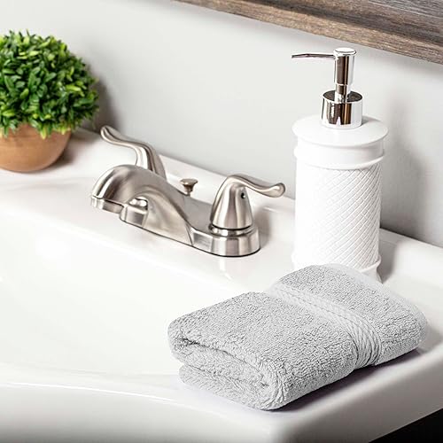 Miniatura 6 de SUPERIOR - Juego de toallas lisas de algodón egipcio, toallas para cara de 13 x 13 pulgadas, color plateado, 6 piezas