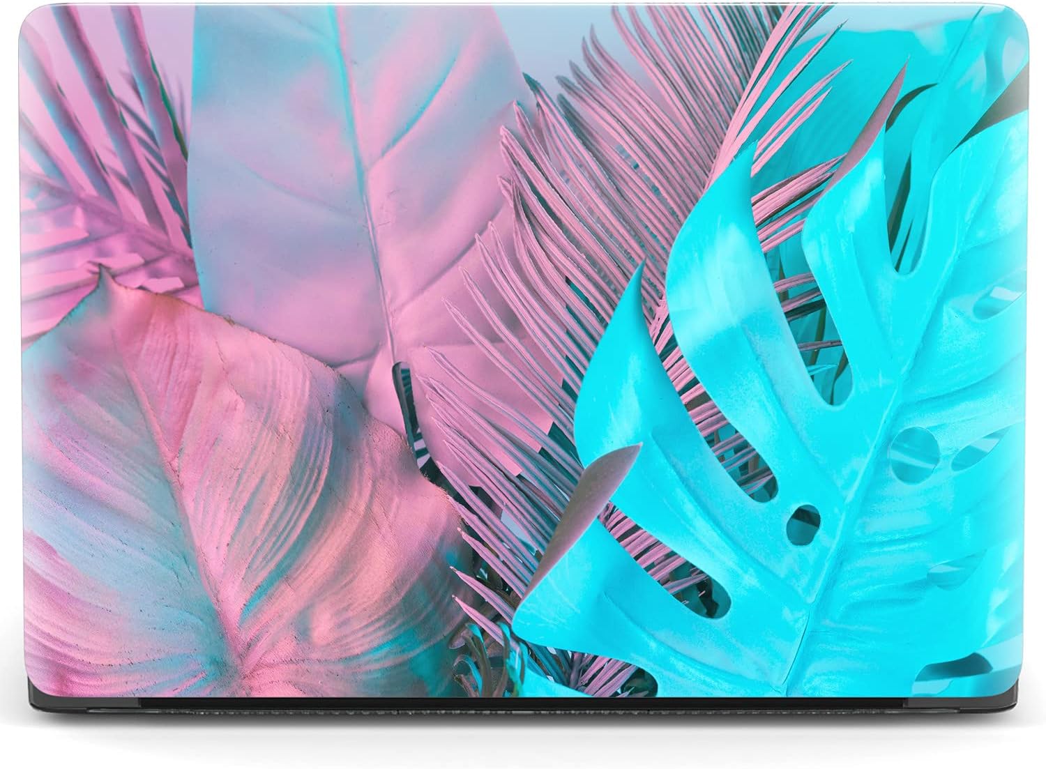 Mertak Hard Case Compatible with MacBook Pro 16 14 Air 15 13 inch M3 M2 M1 Mac 2024 2023 2022 2018 Colored Leaves Protective Touch Bar Artistic Cover Painted Clear Plastic Pink Blue Laptop Tropical