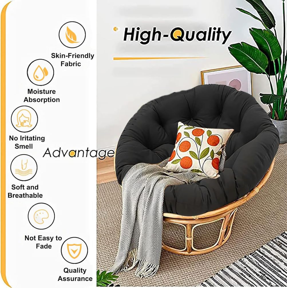 ZTGL Cojines Sillas Jardin Grande Papasan Cojines Exterior Cojin Redondo 150-180cm Cojin Silla de Ratán o Mecedoras Cojín Silla Huevo para Colgar Jardín Exterior,Interior,Light Gray,170x170cm