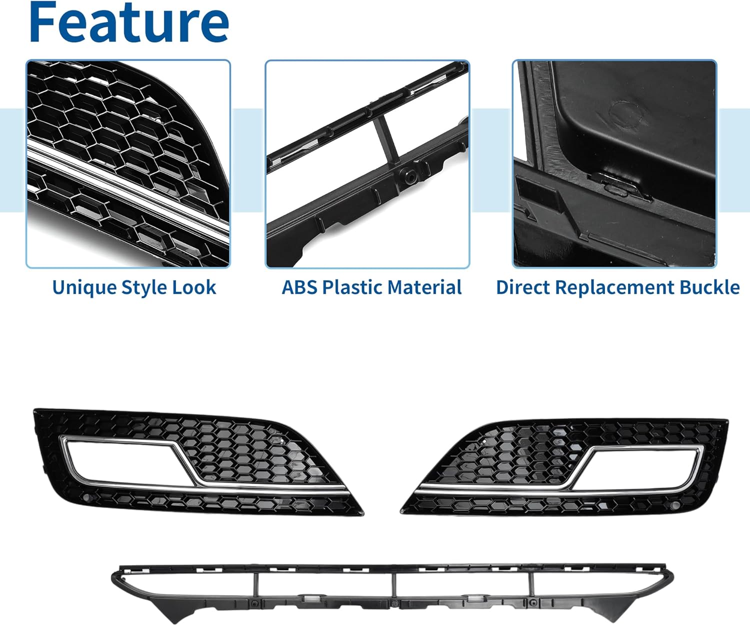 X AUTOHAUX No.8K0807682N Front Lower Hood Bumper Grille Grill for Audi A4 B8PA 2013-2015 Front Lower Bumper Kidney Grille Grill Honeycomb Black 1 Set