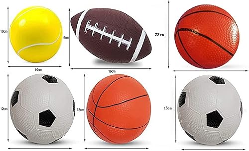Miniatura 3 de Juego de pelotas deportivas suaves para niños, varios tamaños de pelota de fútbol, baloncesto, fútbol, pelota de tenis, voleibol con bomba de mano