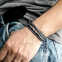 Vista 23 de Handmade Natural Stone Beaded Healing Bracelet Gift for Men Adjustable Rope String Bracelet (picasso jasper, Adjustable)