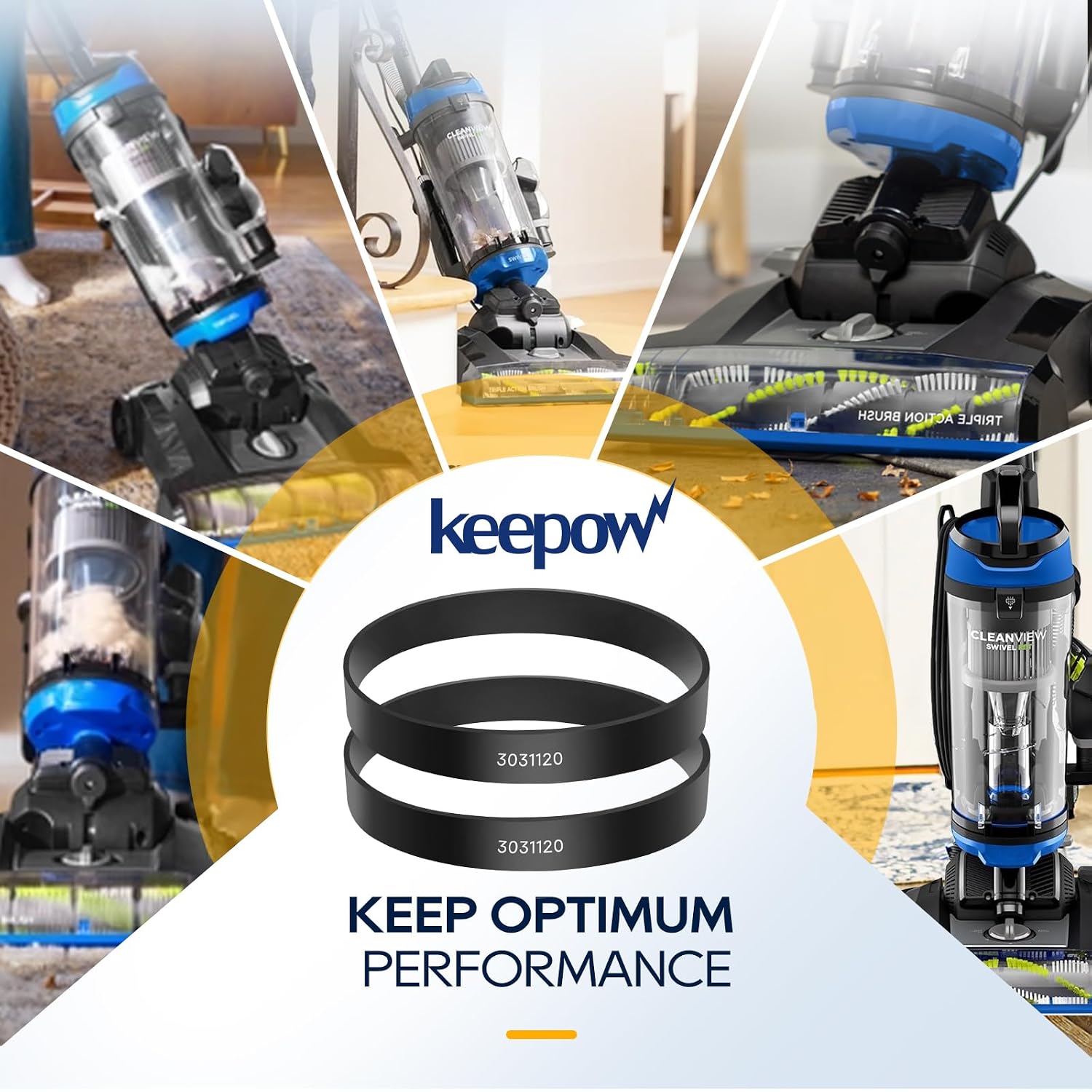 KEEPOW Vacuum Belt Compatible with Bissell CleanView Swivel Rewind Pet