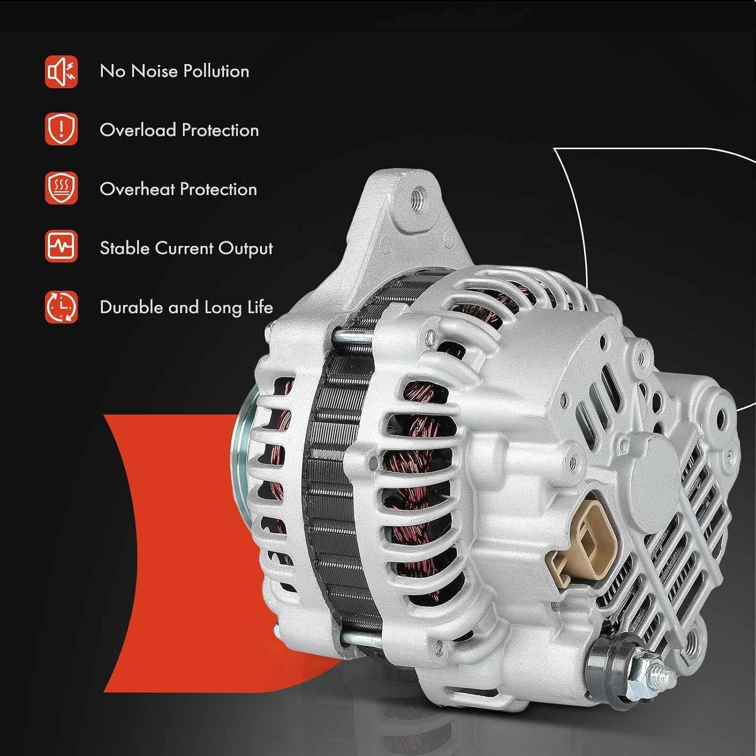 A-Premium Alternator Compatible with Mitsubishi Montero 1998-2000 3.5L, 12V 100A 5-Groove Pulley CW, Replace# A003TA1191