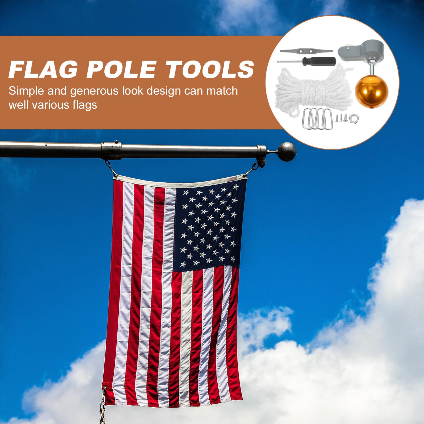Kit D'œillets Et Clips Pour Mât De Drapeau Rotatif 360° - Alliage Aluminium Résistant Aux Intempéries
