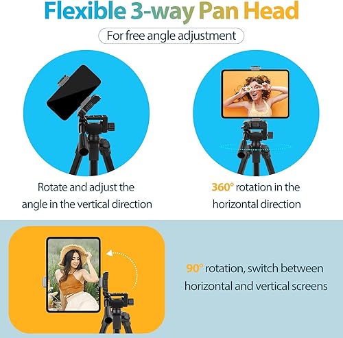 Miniatura 4 de Aureday Soporte de trípode para teléfono, 64 pulgadas extensible para teléfono celular y trípode para cámara con control remoto inalámbrico y