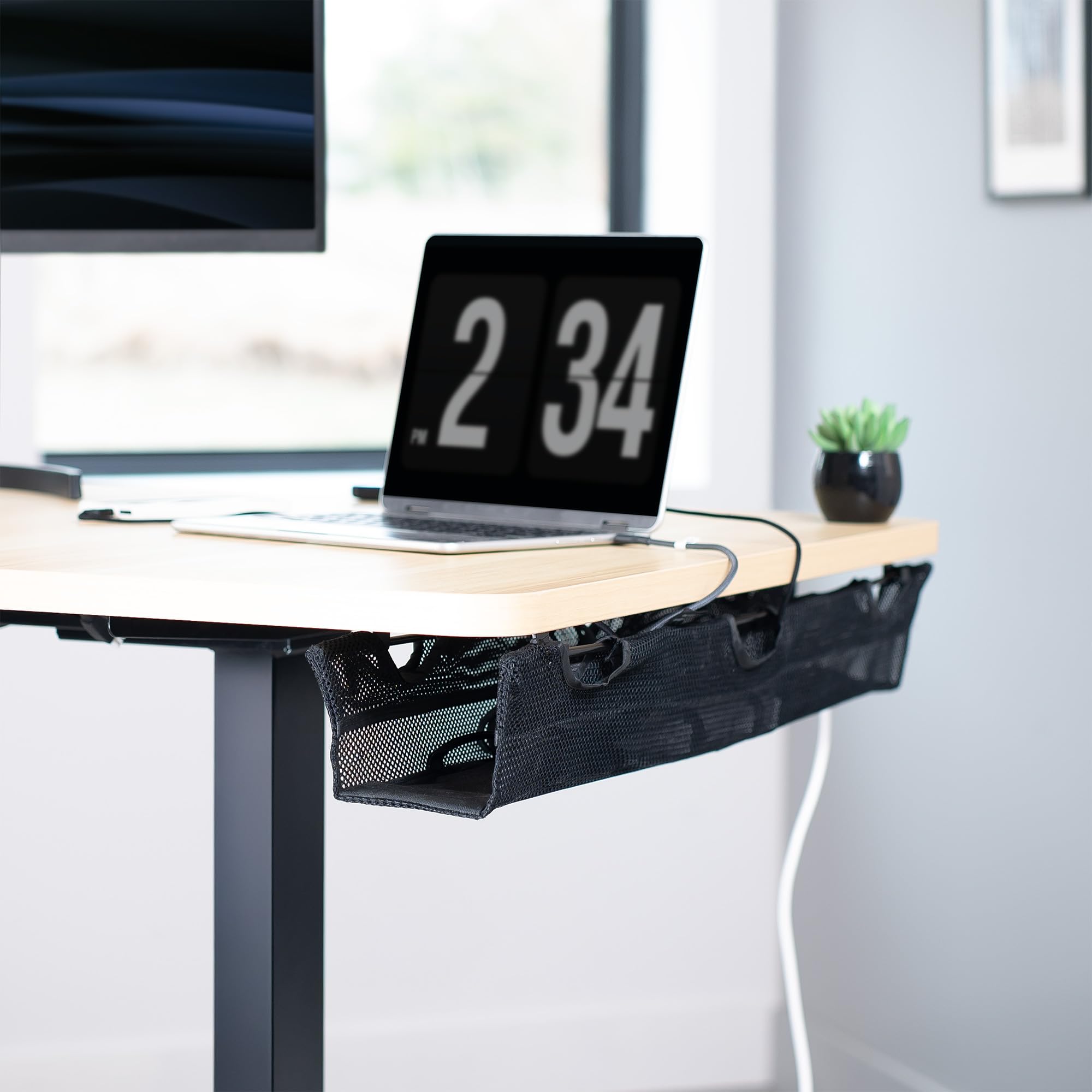 Vivo Red de Malla para Debajo del Escritorio de 36 Pulgadas con Soporte para regleta de alimentación, Organizador de Cables, Almacenamiento de Cables de Escritorio Ajustable para Oficina en casa,