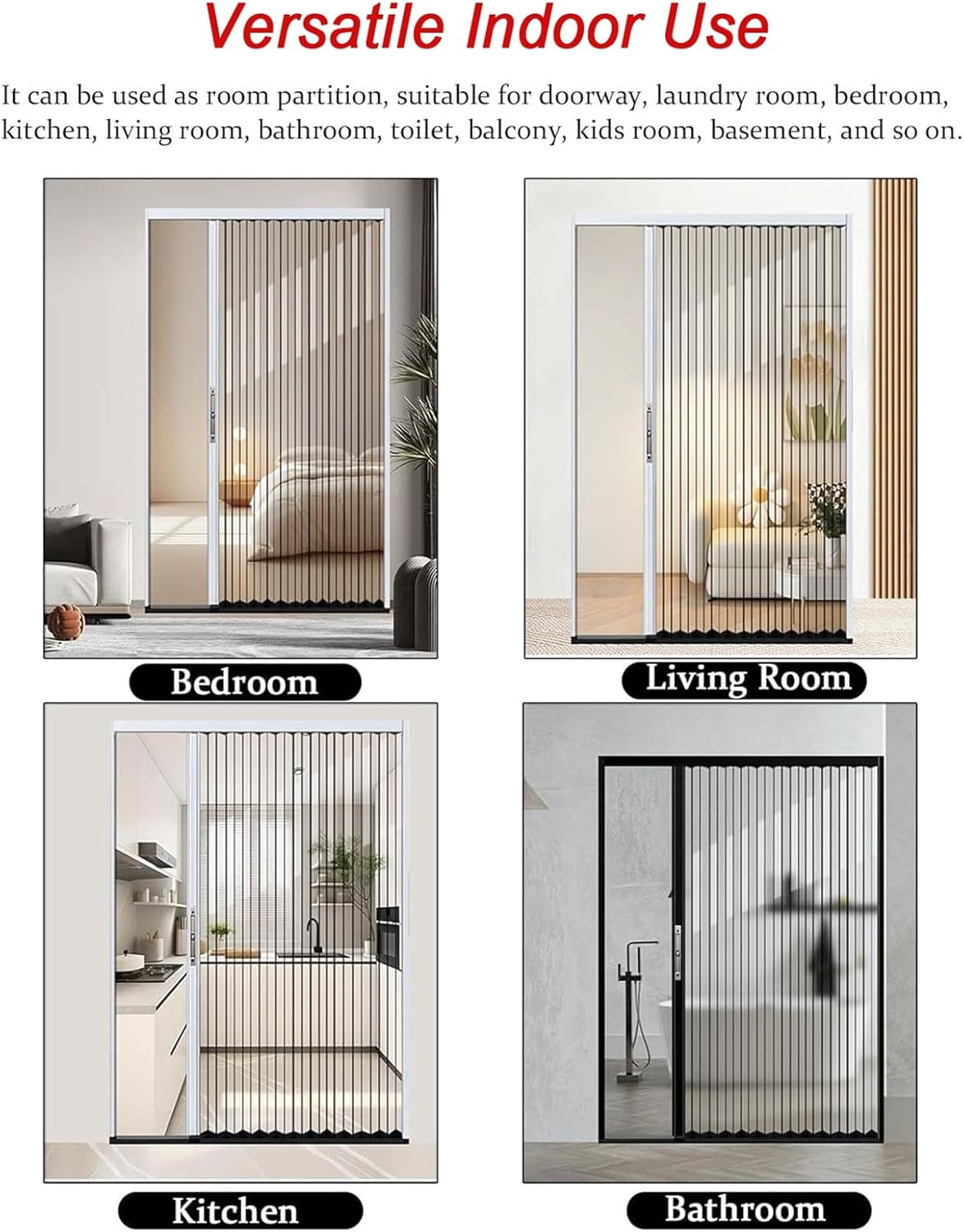 Customizable Transparent Crystal Folding Sliding Door, Acrylic Accordion Room Divider for Bathroom & Indoor/Outdoor Use, Clear Partition Door (38x80in)