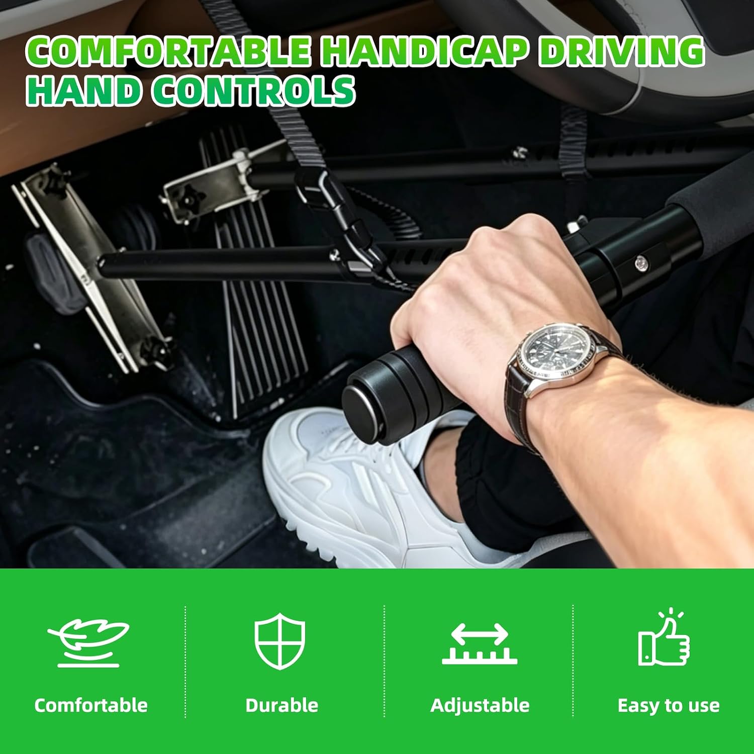 𝑼𝒑𝒈𝒓𝒂𝒅𝒆 Handicap Driving Controls Device for Disabled Drivers, Left & Right Hand CompatibleCar Pedal Assist Device, Length Adjustable Cars Driving aids