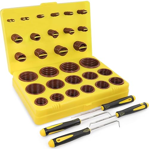 NBRINGO Kit de 382 piezas de juntas tóricas Viton (30 tamaños) - Estándar SAE y kit surtido de anillos tóricos FKM de durómetro 75A para motores