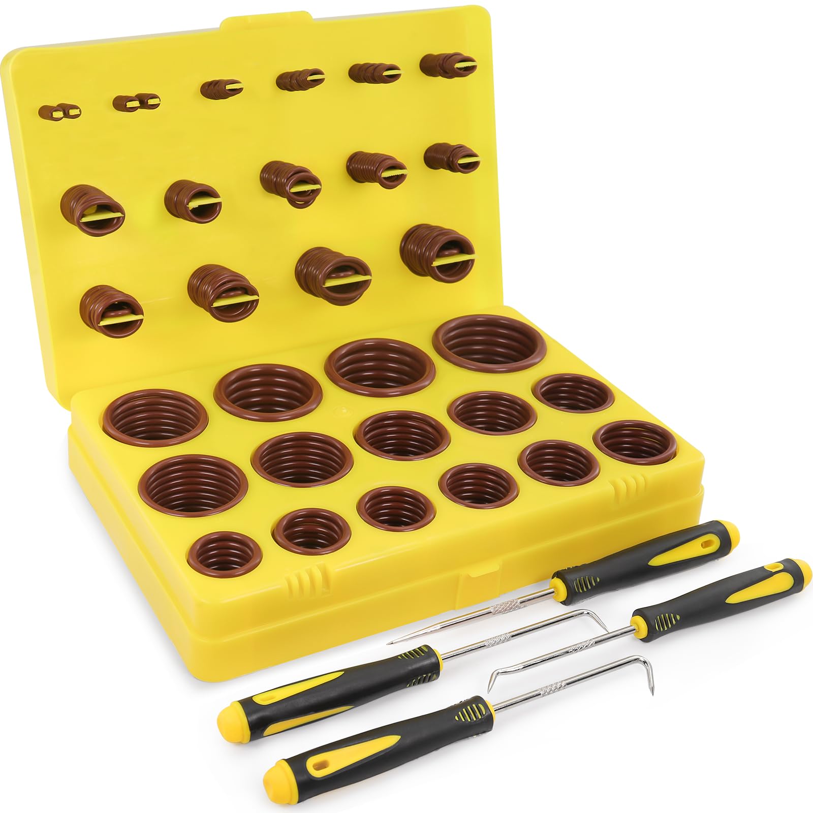 NBRINGO 382 PCS Viton O-Ring Kit (30 Sizes) - SAE Standard & 75A Durometer FKM O Ring Assortment Kit for High Pressure Automotive Engines, Fuel