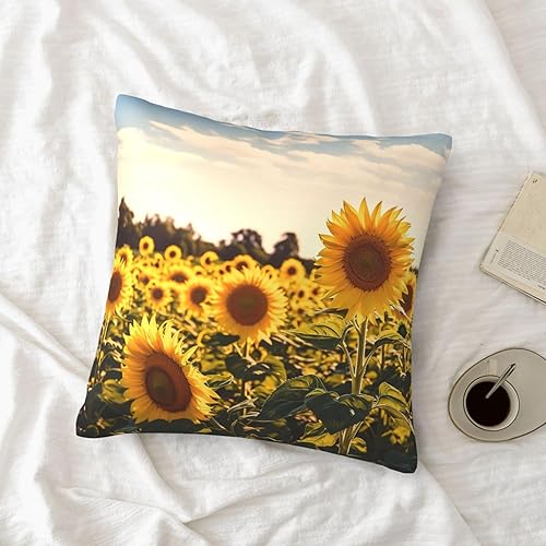 Miniatura 5 de Decorative Throw Pillow Covers 22"x22" Square Pillow Covers for Sofa Sunshine Sunflowers Double Sided Throw Pillow Cases Soft Plush Decorative