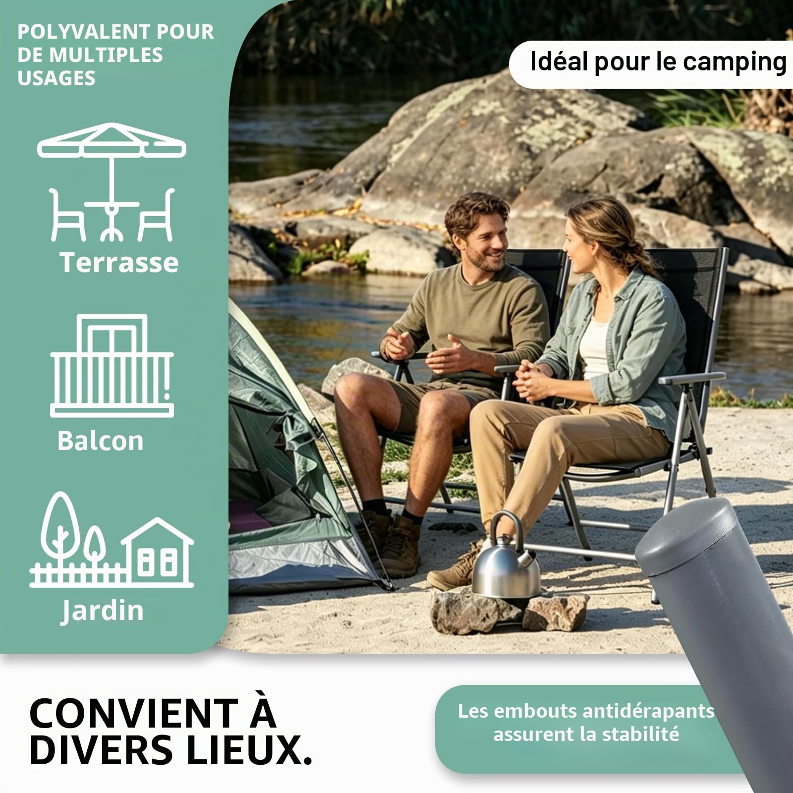 CCLIFE Chaises de Jardin Ensemble de Chaises de Jardin Pliantes, Chaises de Jardin, de Terrasse et de Balcon avec Accoudoirs