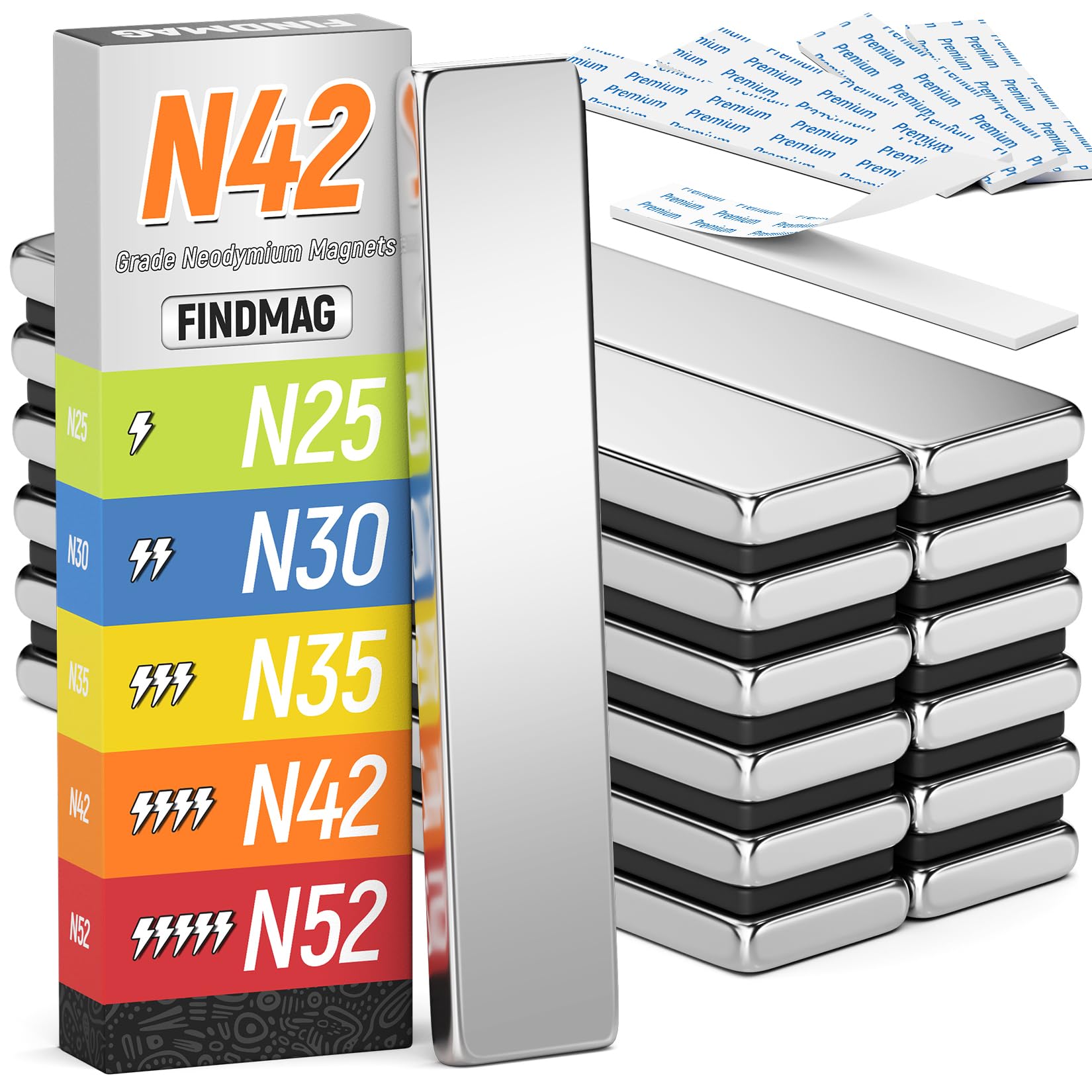 FINDMAG 12 Pack Bar Magnets, Rare Earth Magnets, Silver, 2.36x0.39x0.12in — Amazon image 8