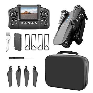 E88 Pro Max Drone with 4K HD Dual Cameras, Foldable Quadcopter Drones with Screen Remote Control, Optical Flow Hovering, LED Lights, Beginner Friendly UAV