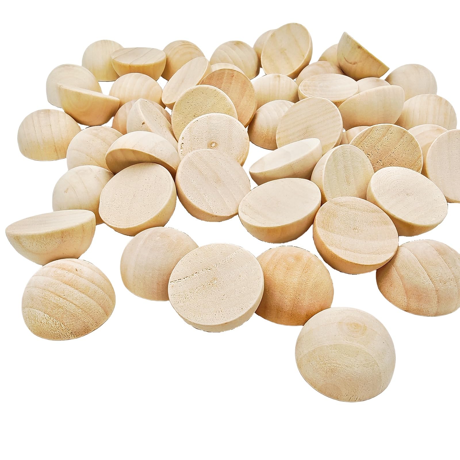 50 Pezzi Mezze Sfere Legno 35mm Naturale Non Trattato - Palline Legno Spaccate per Fai da Te Artigianato e Decorazioni