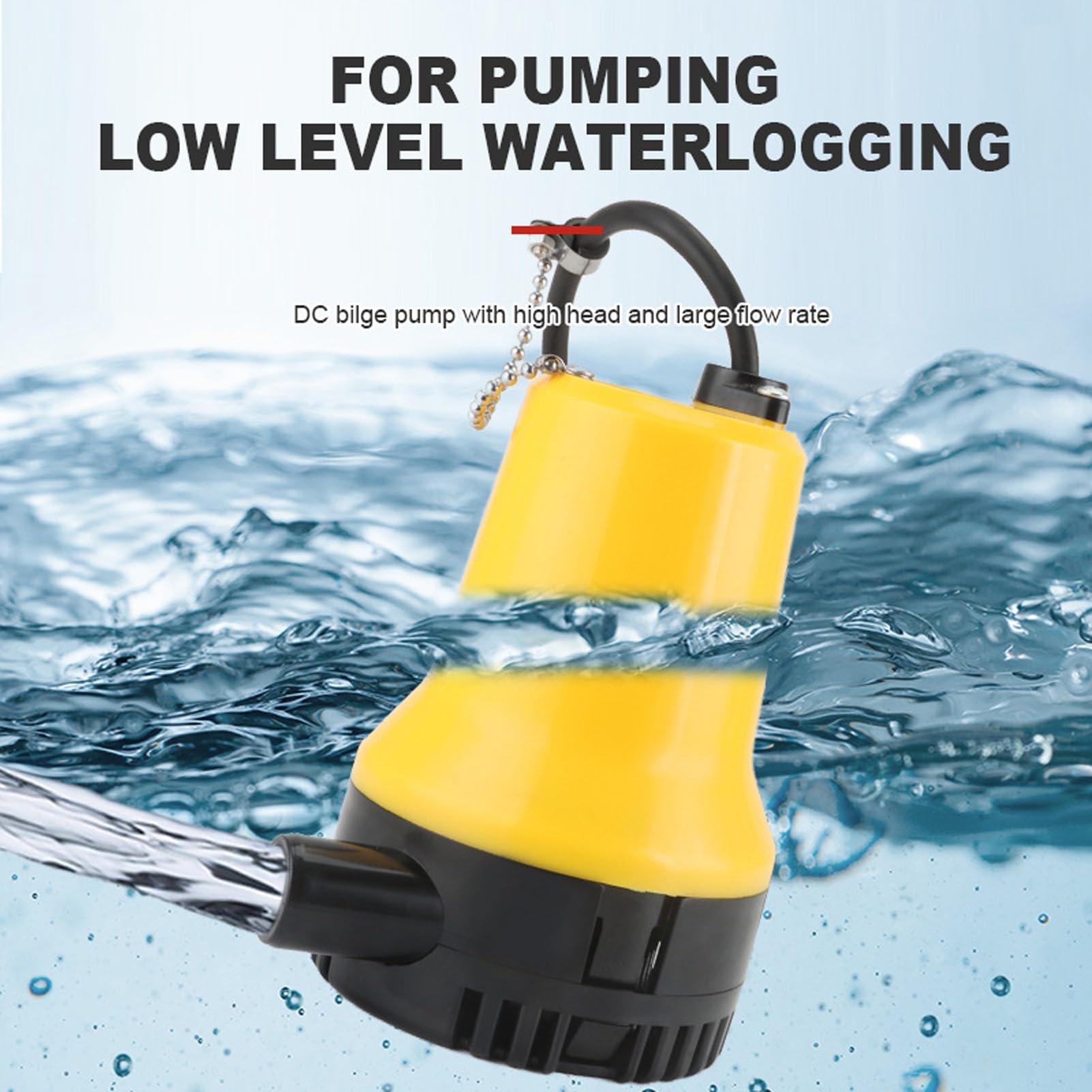 12V 1110GPH Boat Bilge Water Pumps, Portable Automatic Bilge Pump for Ponds, Pools, Spas Silent, Boat Caravan RV Submersible, 70L / min, Easy to Operate