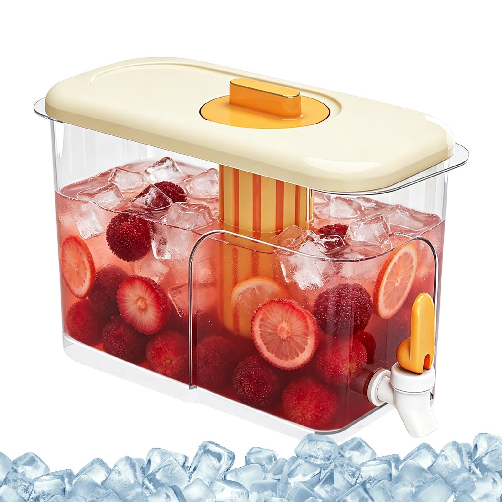 Distributeur de boissons 4L pour frigo - Carafe transparente anti-goutte avec robinet de cuisine