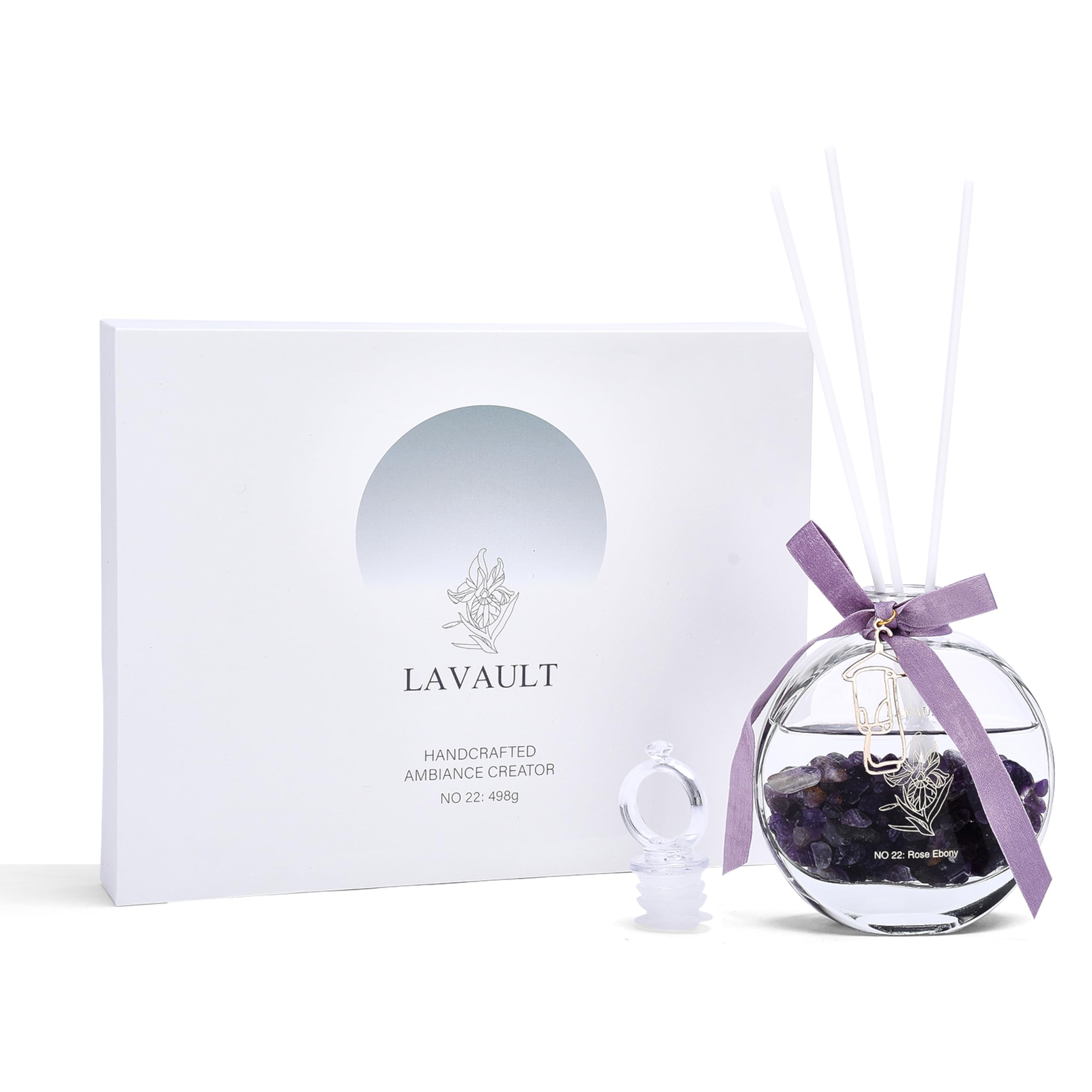 Lavault Reed Diffusers for Home Fragrance Scented - Fragrance Diffusers - Gift Set for Women - Essential Oil for Aromatherapy - Room Aroma Fresheners - Scent Diffuser for Home - Rose Ebony Aroma