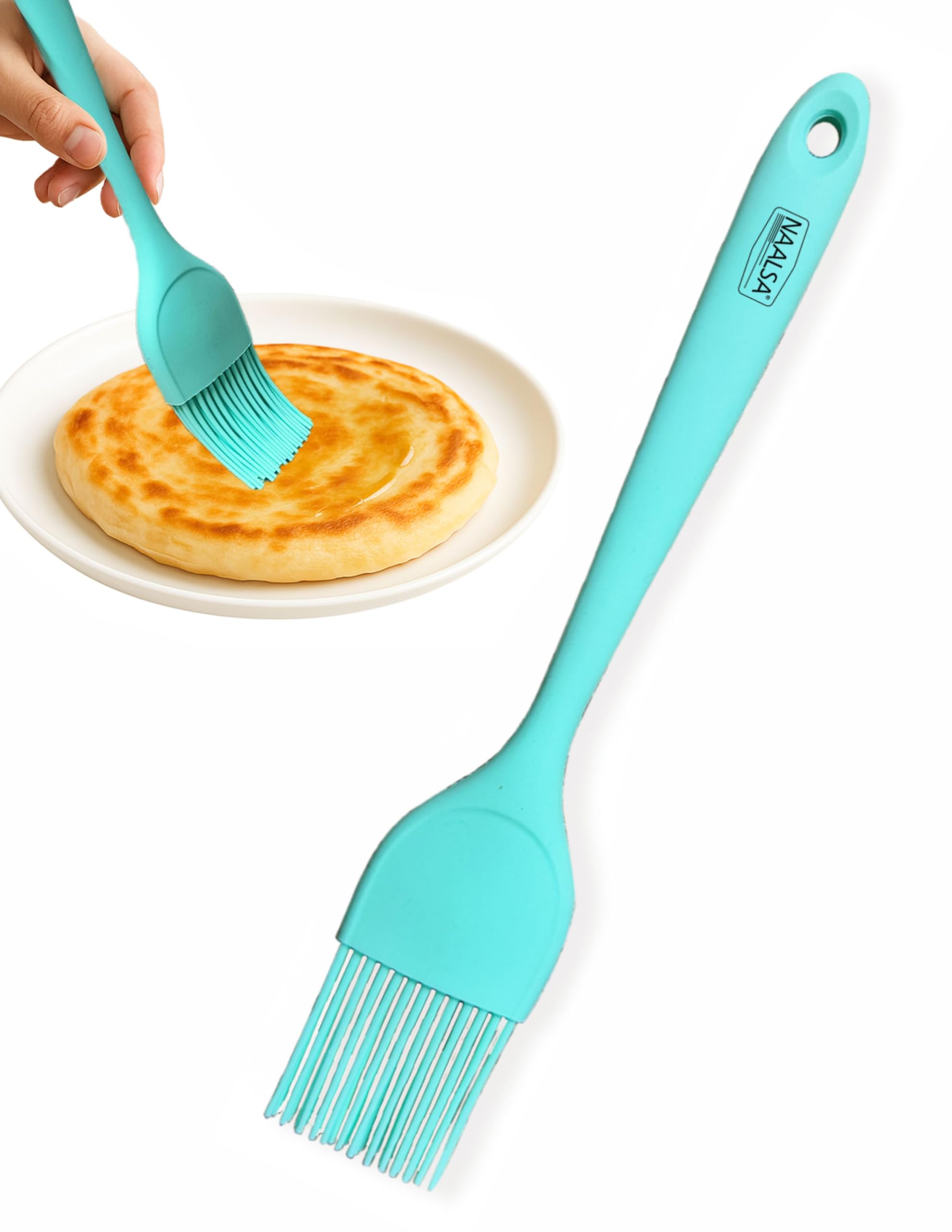 NAALSA GLENZ Silcione Oil Brush with Steel Core, 27.5 cm 11inch Length, Heat Resistant up to 230°C Brush for Kitchen, Dosa Tawa, Baking & Grilling (1pc Brush)