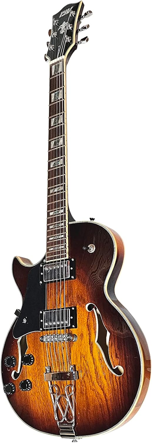 IYV- IJZ-300 LH, Jazz Solid hollow-Body Electric Guitar, Tobacco Sunburst, Left hand