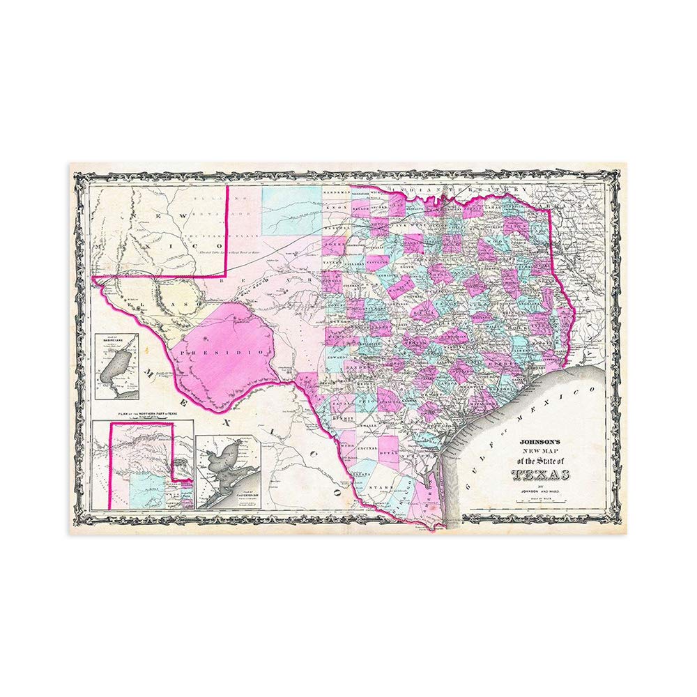 New Map of Texas Cannon Bill Johnsons poster Dì Mò Art pour habiller un grand mur vide