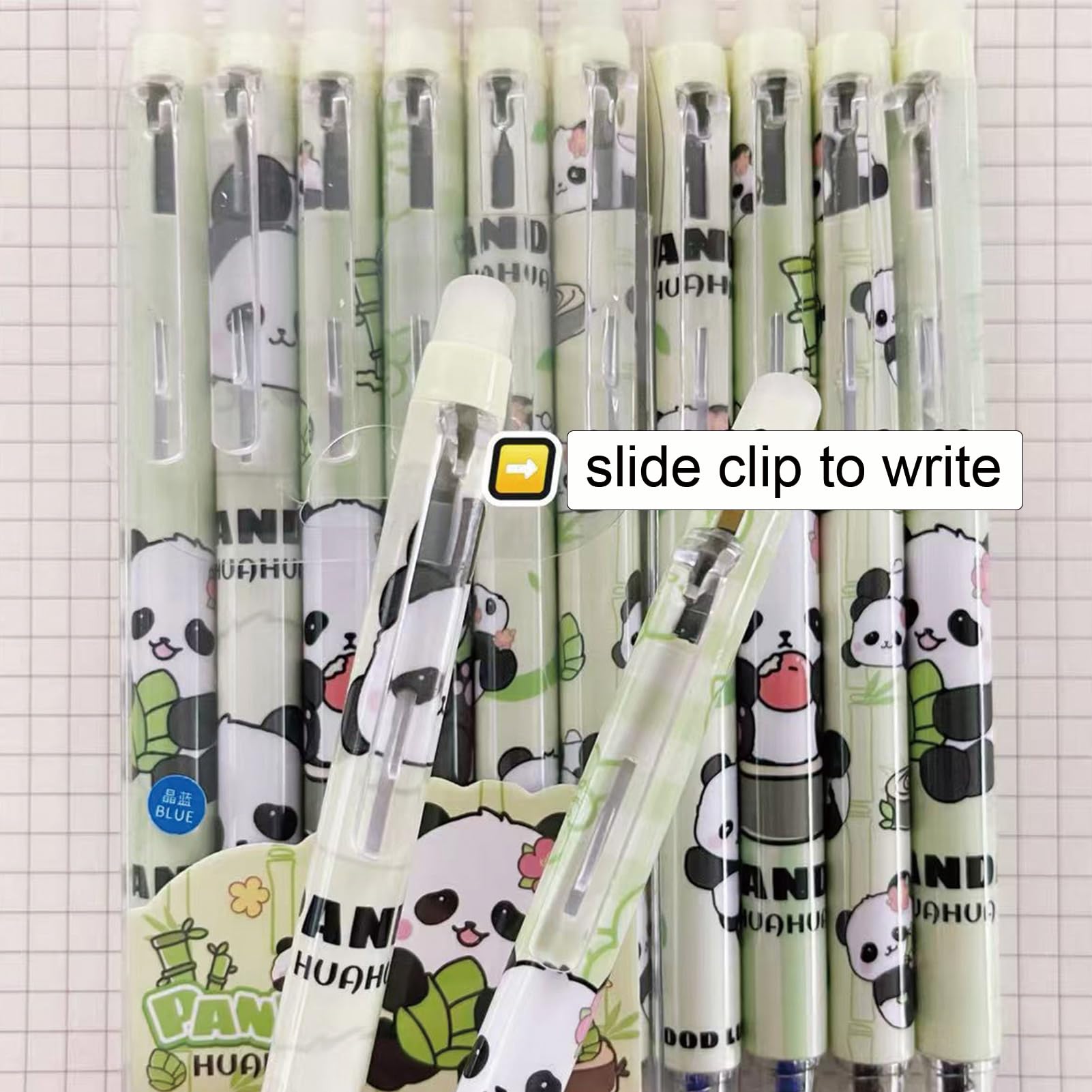 6 szt. urocza panda, wymazywalne, kreskówka, chowany długopis, 0,5 mm, czarny atrament, gładkie pisanie, wymazywalny długopis żelowy, dla kobiet, mężczyzn, chłopców, dziewcząt, artykuły