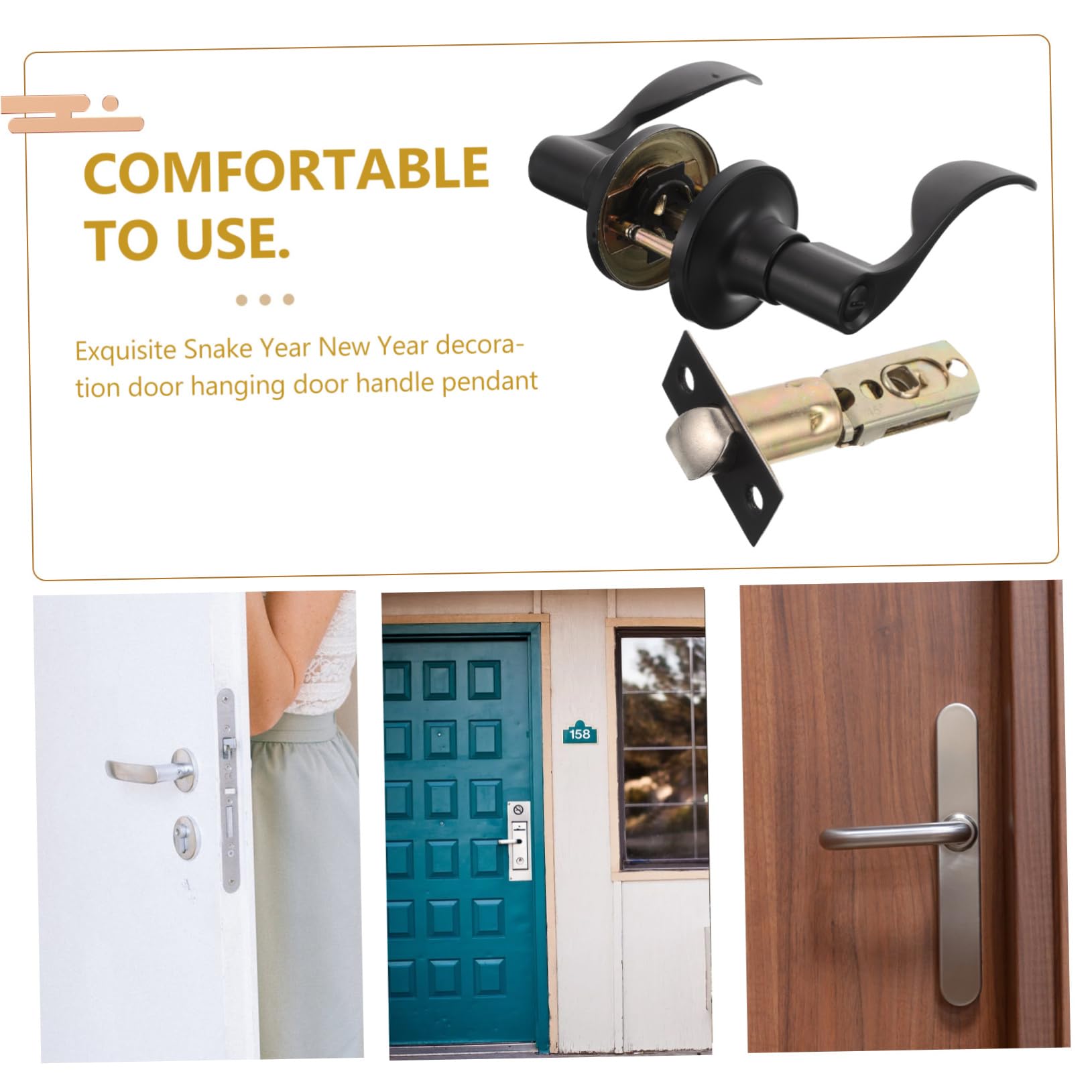 Mikikit Cerradura De Manija De Puerta Ondulada Con Llave Color Mate Negro Para Armario Baño y Dormitorio Herrajes Para Perilla De Puerta