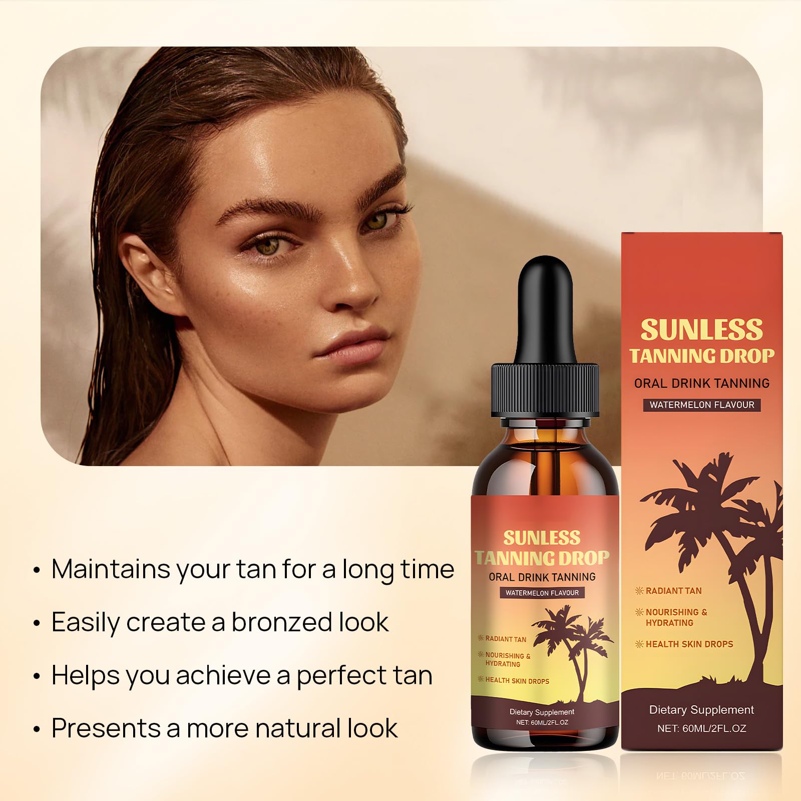 COWANIEE 60ml Sunless Tanning Drops with Massage Stick, Naturally Sunless Tanning Drops, Pink, 30 ml (Pack of 2) - Image 3