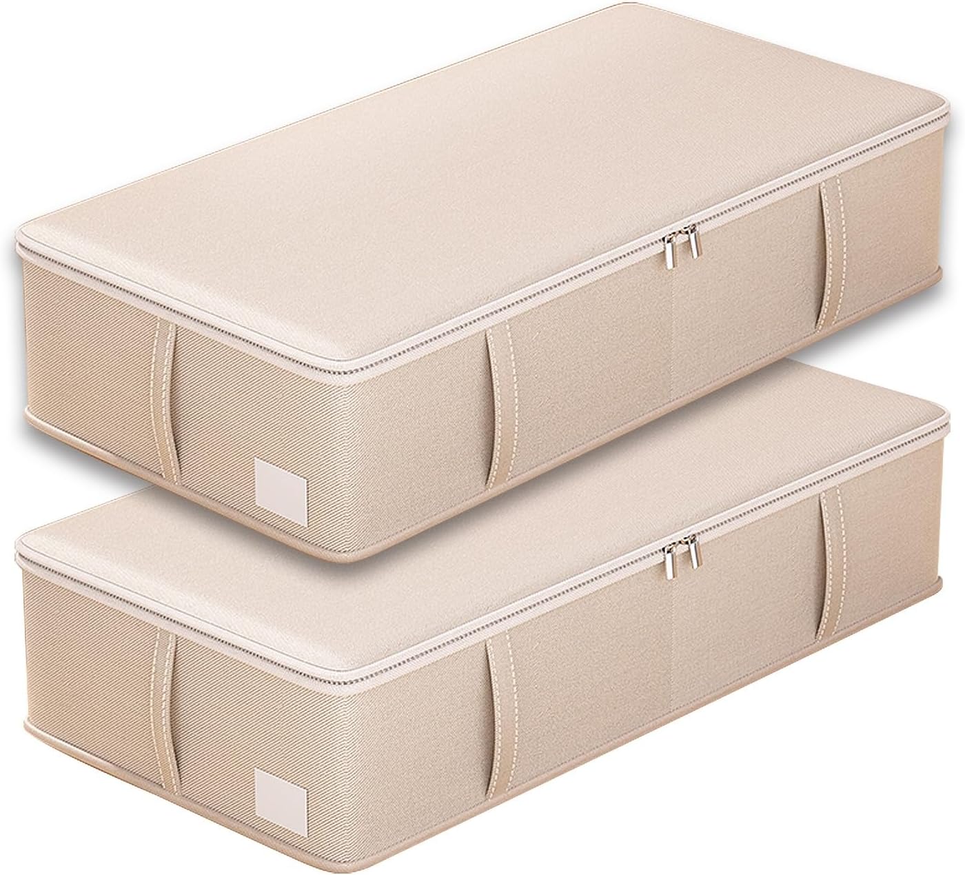 2 Pack Under Bed Storage Boxes, Foldable Under Bed Clothes Storage, Alloy Zipper, Humanized Handle, Ideal for Clothes, Quilt, Toys(Gray,Medium)