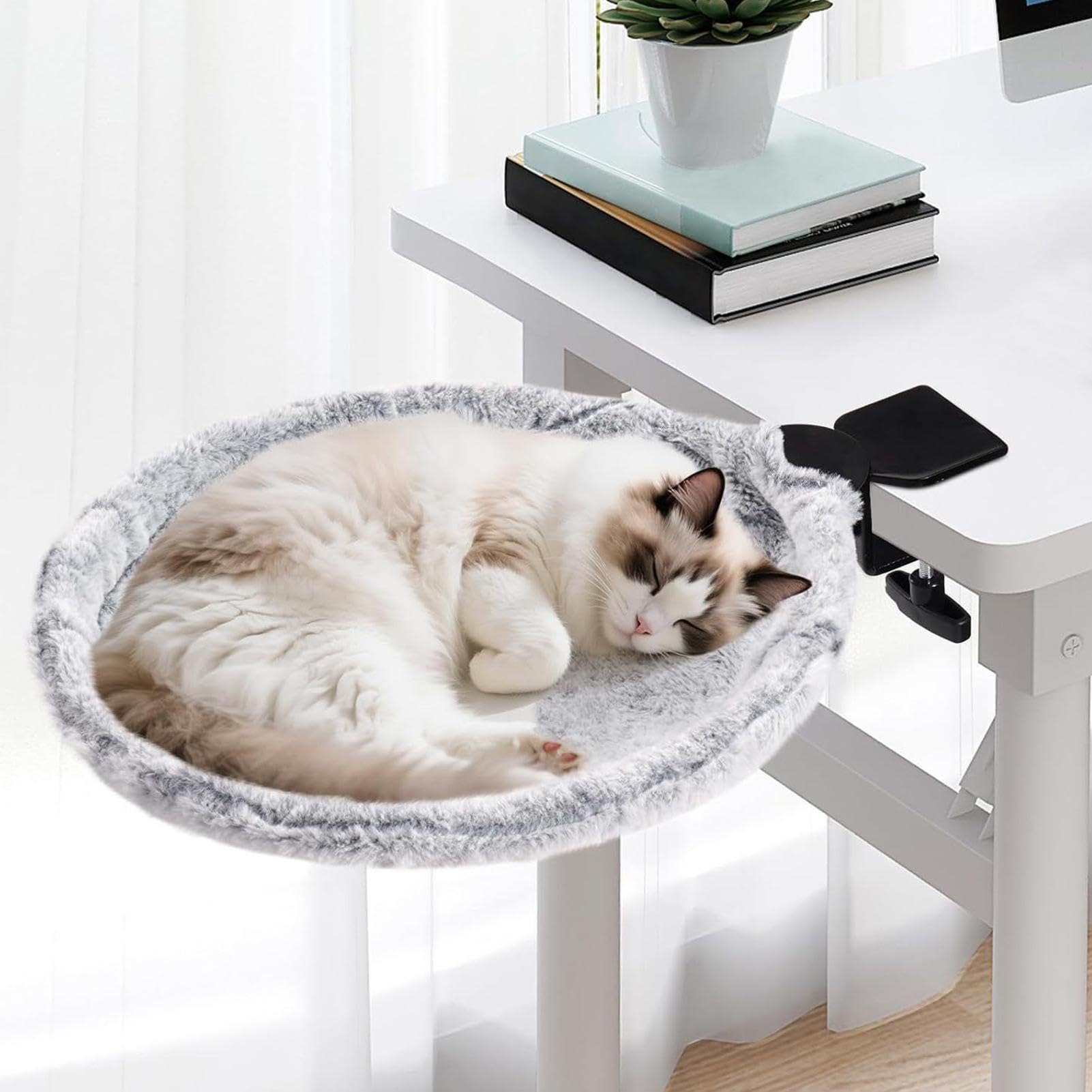 Cuccia da scrivania per gatti Accogliente Ergonomico Lavabile Antiscivolo | Comoda amaca per gattino Ergonomico rotante antiscivolo cuccia dei gatti da su davanzale camera soggiorno