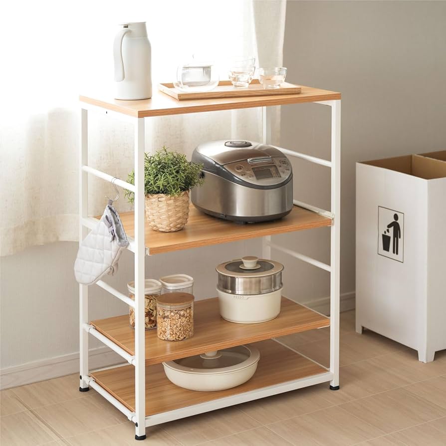 高さ調整可能なスライド棚付きレンジ台　キッチンラック Amazon｜【ナリタカストア 】キッチンカウンター ラック スライド棚