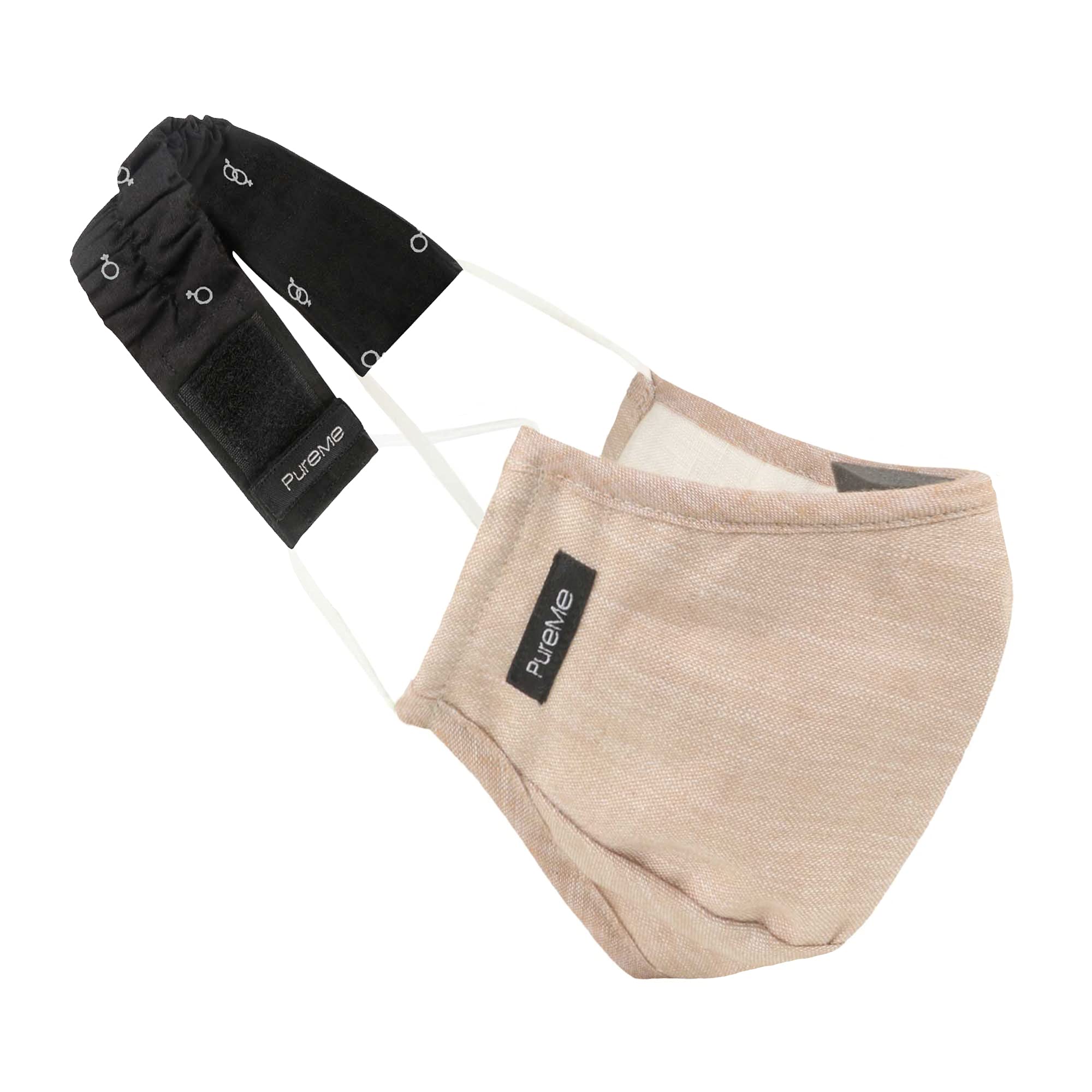 PureMe Linen Reusable Cloth Mask (Beige, Without Valve, Pack of 1 ) for Unisex