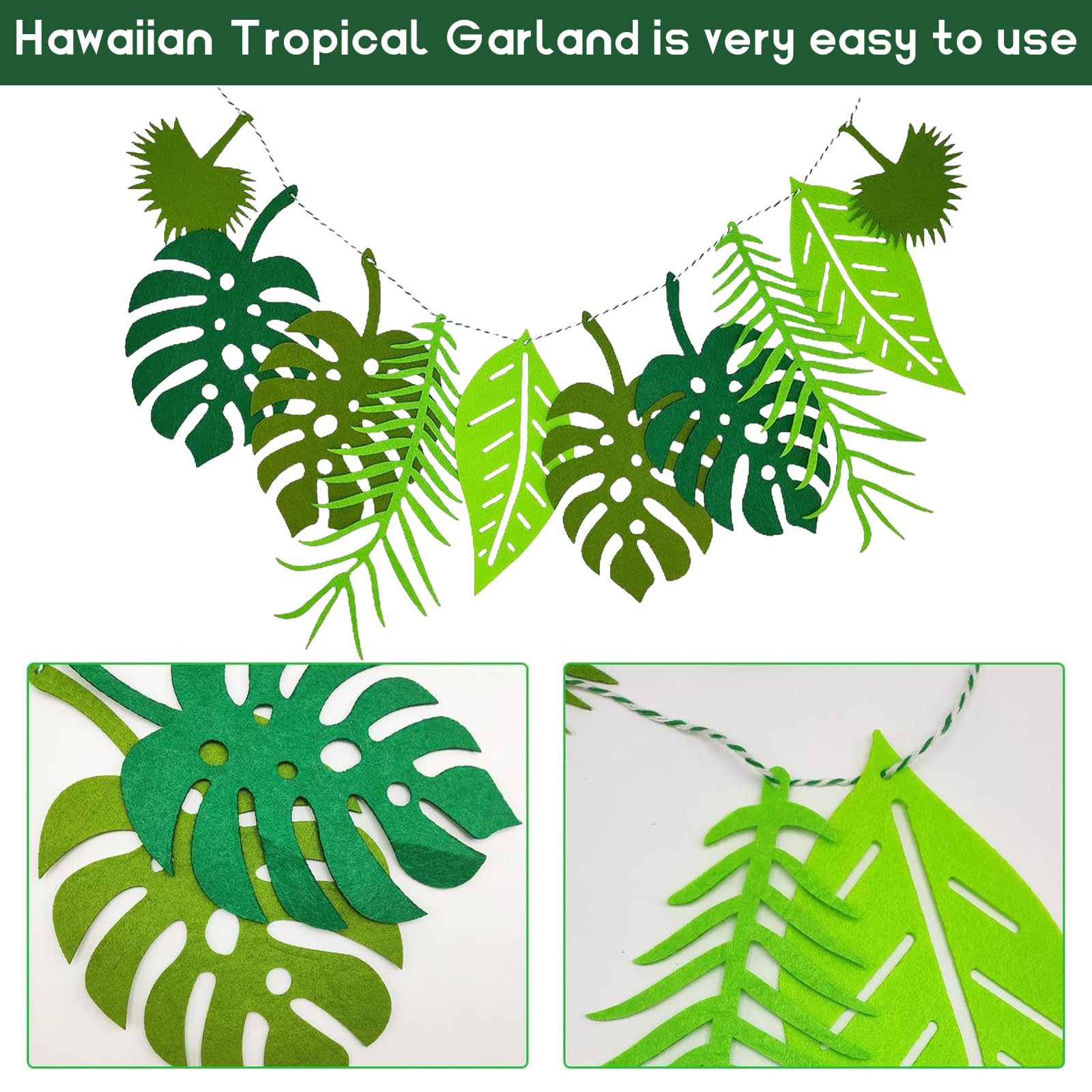 2x Tropische Palmenblatt-Banner – Hawaii Wimpelkette Für Sommer- & Dschungelpartys