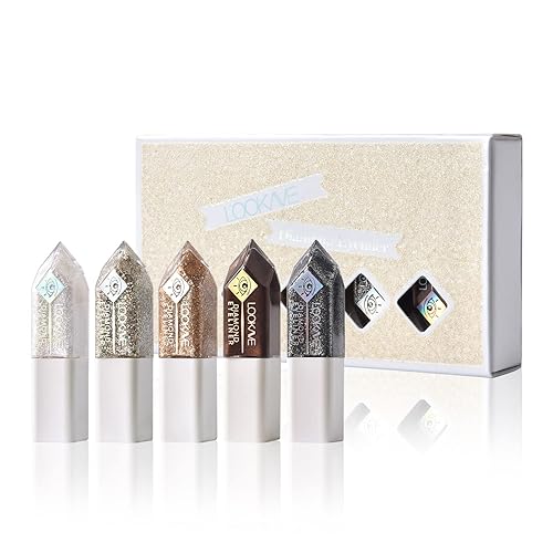 LAMUSELAND Delineador de ojos líquido con purpurina de 4 colores, sombra de ojos de sirena de diamante brillante, impermeable, de larga duración,