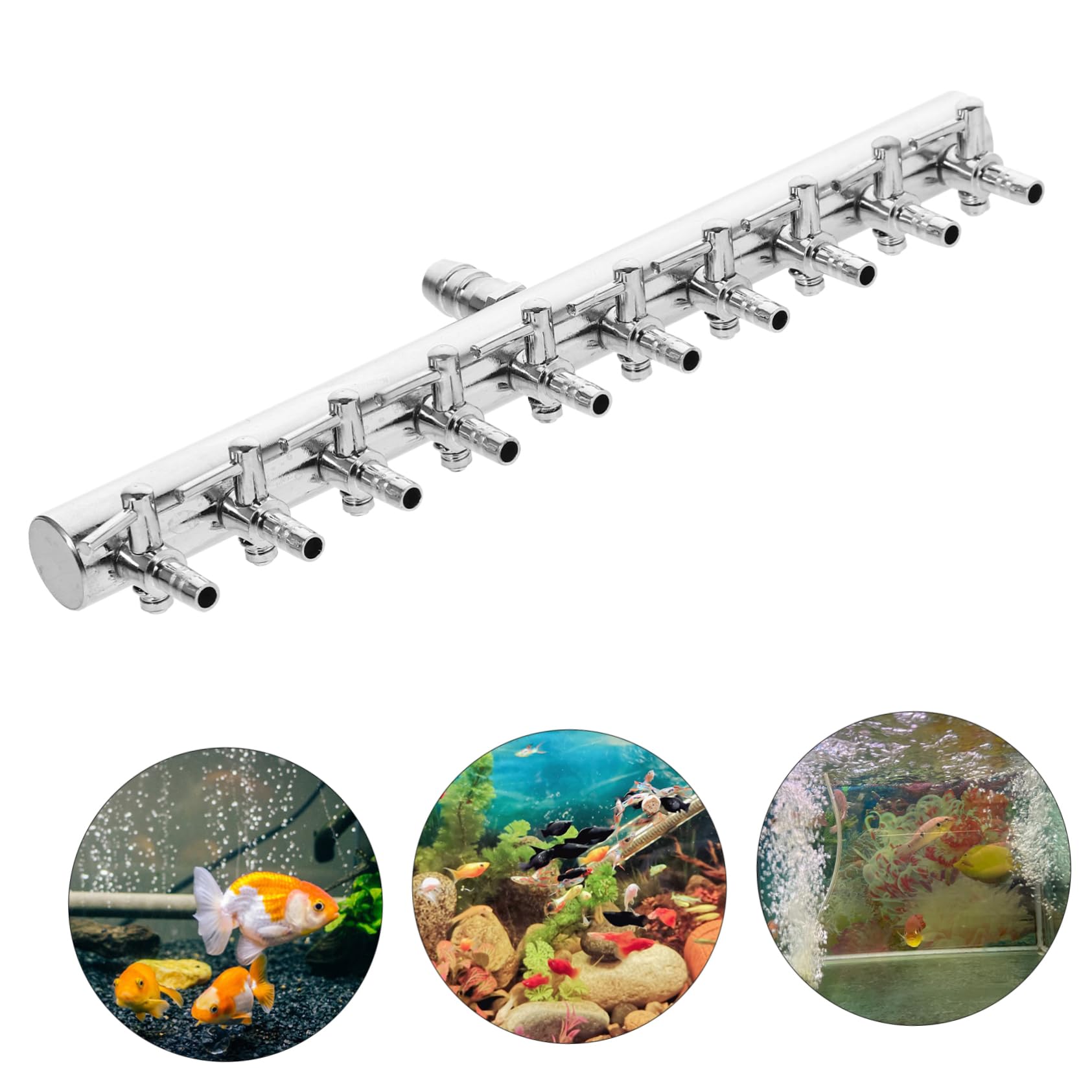 FRCOLOR 3 Unidades 10 8 Acuario de Aire en Acuario Splitter para Tanques de Peces, Distribuidor de oxígeno para acuarios, Manguera de de Aire, Divisor de 4 vías de Metal