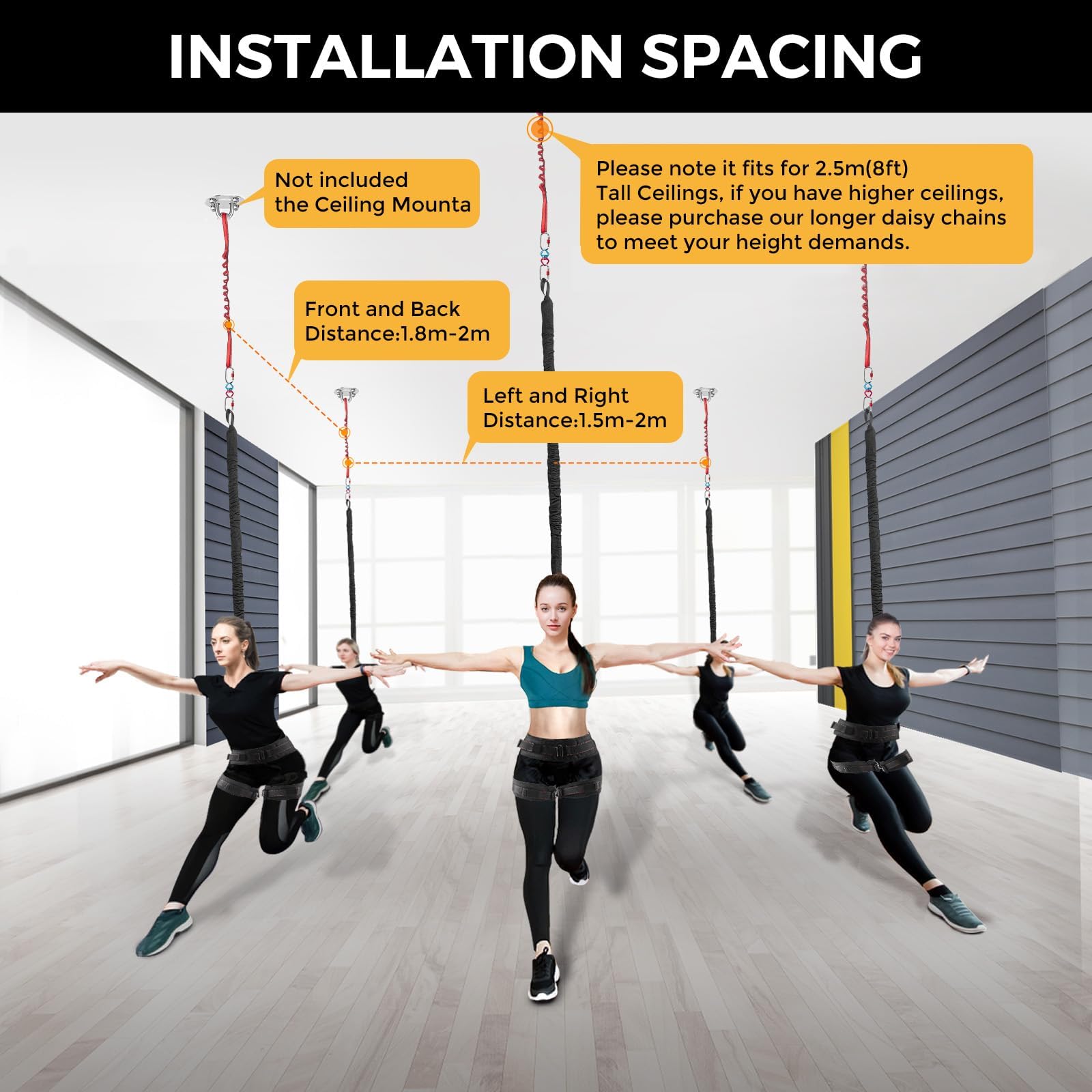 DASKING Heavy Bungee Band Set, Air Yoga Widerstand Bungee Stretch Gürtel, 4D Bungee Tanzseil, Exercise Resistance Belt Training Fitness Home Gym Professionelle Trainingsausrüstung