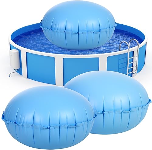Miniatura 2 de Hungdao 2 almohadas de aire de piscina para cubiertas de piscina de invierno sobre el suelo, 4 x 4 pies, accesorios de natación redondos para cerrar