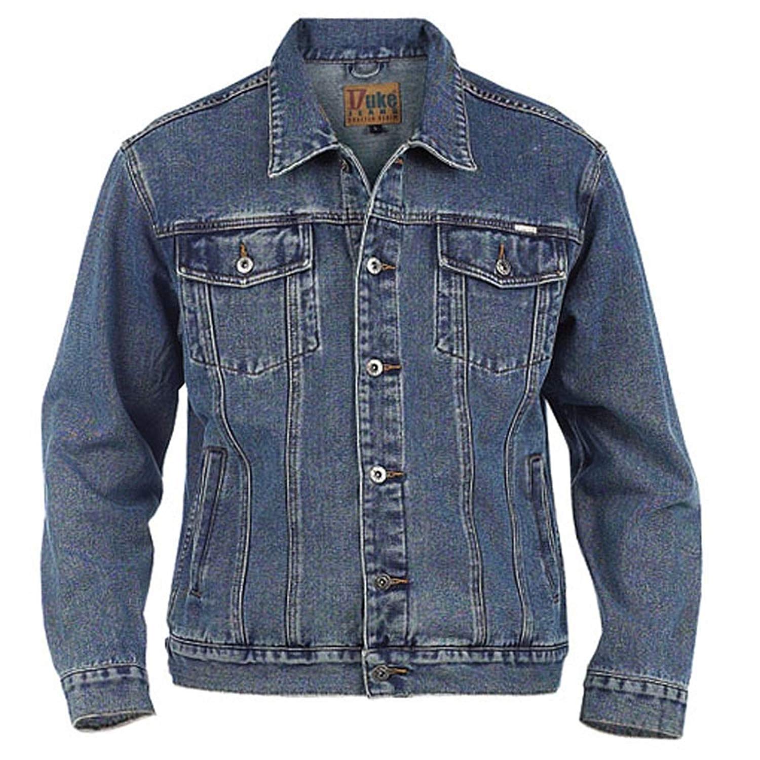 Duke Rockford Mens Big King Size Large Denim Jeans Trucker Jacket Classic Western Style Coat Top (Stonewash Blue, 5XL - XXXXXL)